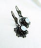 White Opal Austrian Crystal Filigree Rosebud Earrings