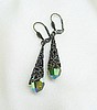 Aurora Borealis Olivine Crystal Filigree Earrings