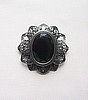 Faceted Black Onyx Brooch Pendant