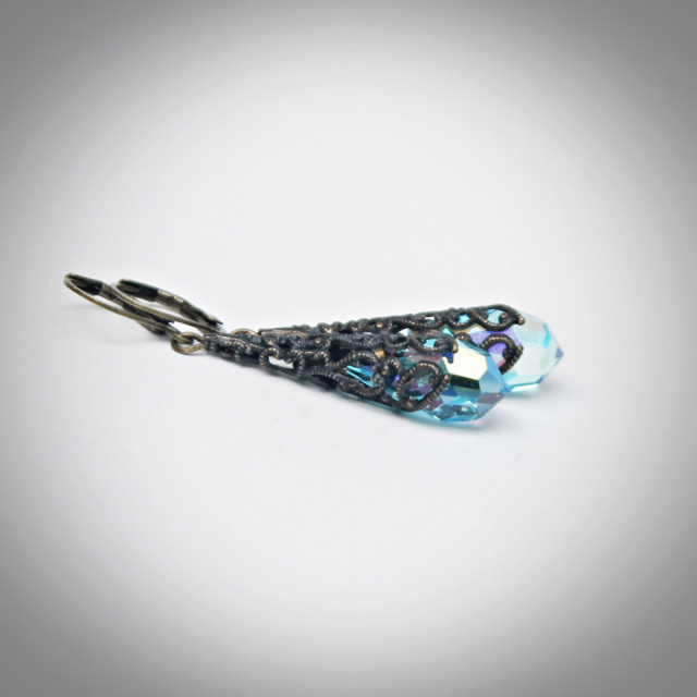 Aqua Bohemica Crystal Filigree Earrings