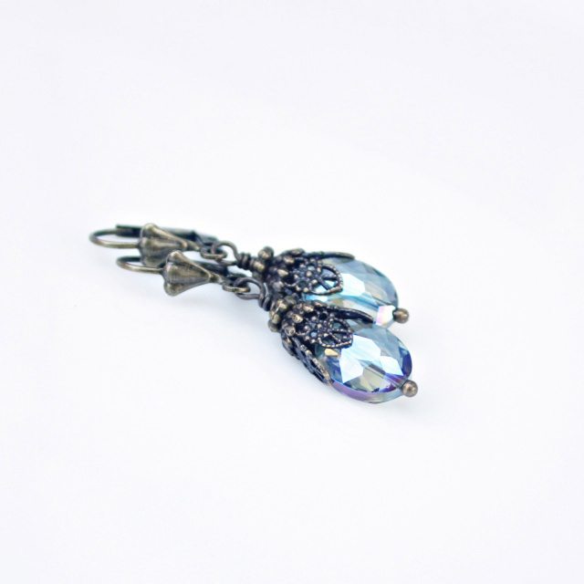 Caribbean Blue Crystal Filigree Drop Earrings