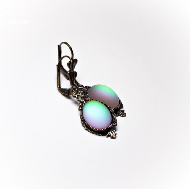 Green Frosted Glass Lumina Earrings
