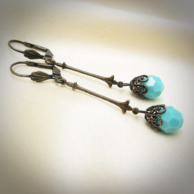 Turquoise Crystal Drop Earrings