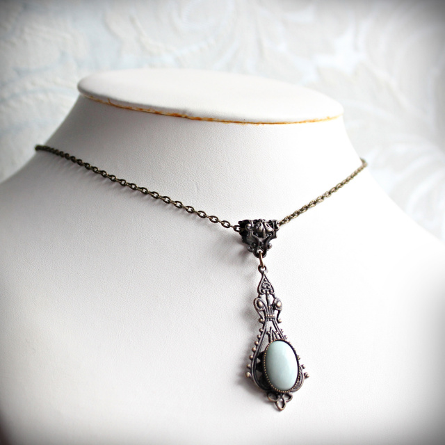 Classic Vintage Style Amazonite Pendant Necklace