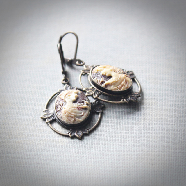 Lady Jane Large Cameo Earrings