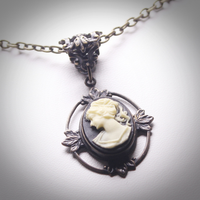 Large Black and Ivory Cameo Pendant