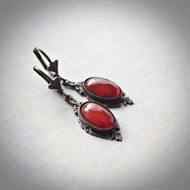 Carnelian Edwardian Style Earrings