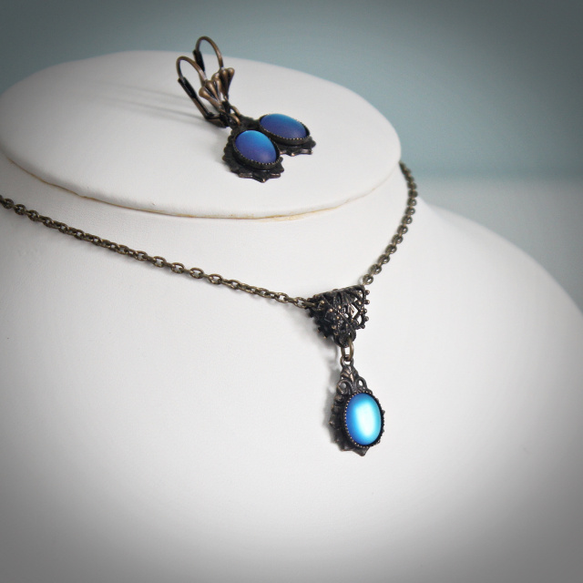 Blue Lumina Necklace, Earrings or Set