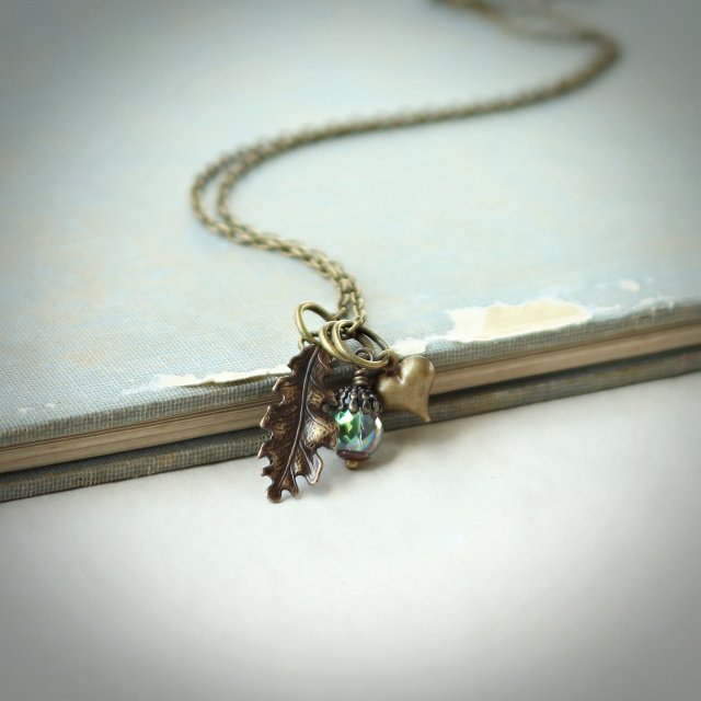 Oak Leaf Charm Necklace - "Strength and Courage"