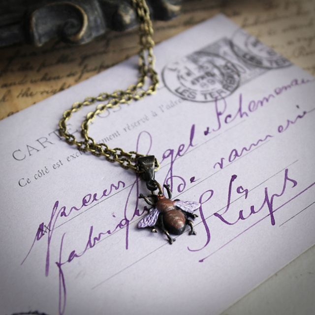 Little Bee Necklace in Frosty Purple