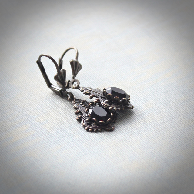 Small Faceted Black Onyx Earrings