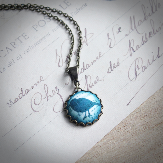 Teal Sparrow Necklace