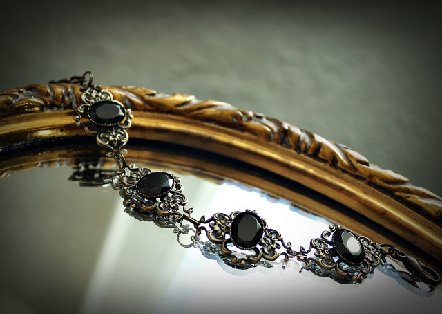 Sold - Faceted Black Onyx Openwork Bracelet