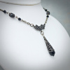 Jet Black Crystal Lavalier Necklace