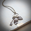 Vintage Style Key, Feather and Heart Long Necklace