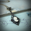 Black and Ivory Filigree Cameo Necklace