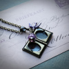 Vintage Style Book Locket Necklace in Violet