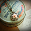 Filigree Locket Neclace in Powder Puff Pink