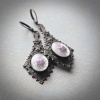 Long Frosted Floral Filigree Earrings