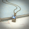 Miniature Book Locket - Mystic Blue Sparrow Necklace