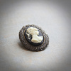 Small Black & Ivory Cameo Brooch/Pendant