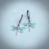 Small Frosty Green Dragonfly Earrings